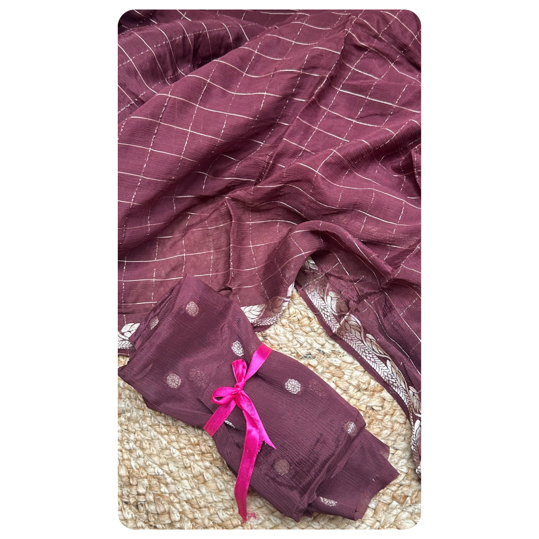 Premium Crushed Chinnon Saree