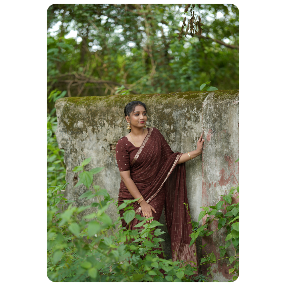 Premium Crushed Chinnon Saree