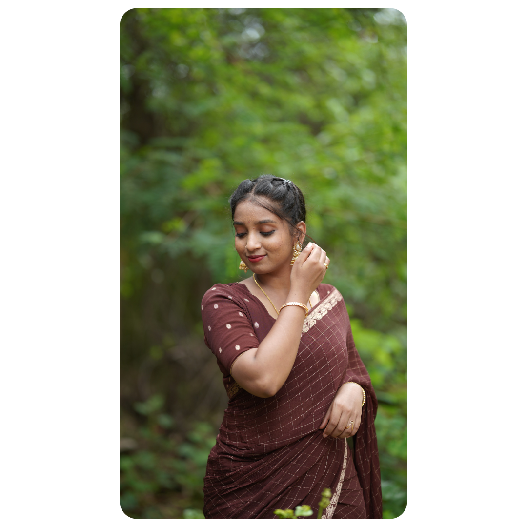 Premium Crushed Chinnon Saree