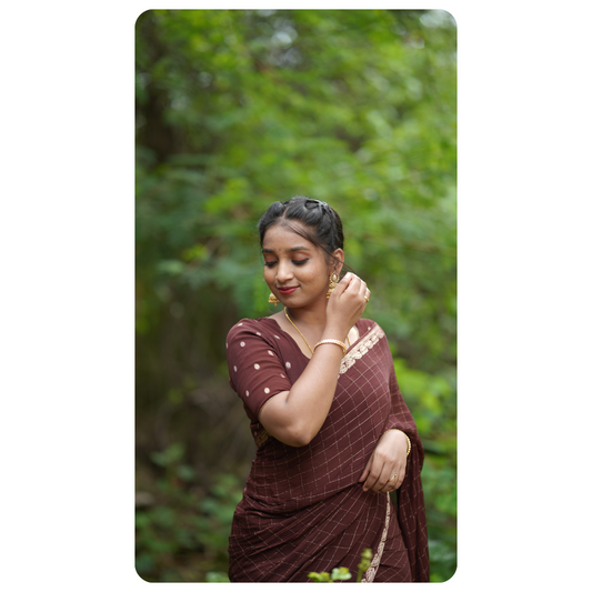 Premium Crushed Chinnon Saree