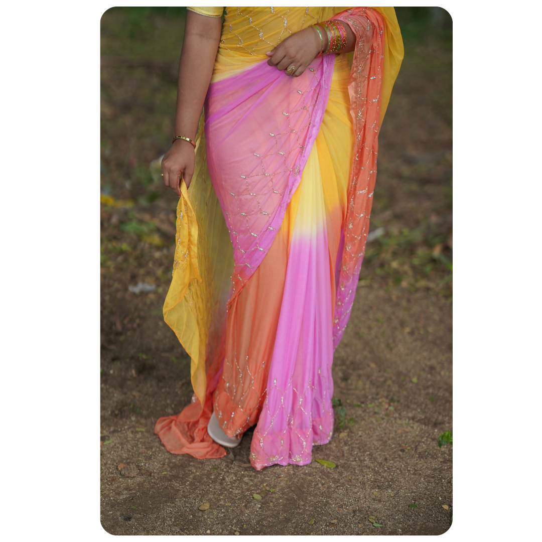 Multi Sunset Designer Saree