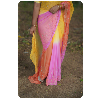 Multi Sunset Designer Saree
